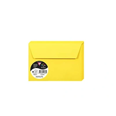 Afbeelding van Clairefontaine Ref 5566C Stuifmeel zelfklevende enveloppen (Pack van 20) C6 formaat, 120gsm papier, printercompatibel, zuurvrij, strip voor gemakkelijke afdichting Intensief Geel
