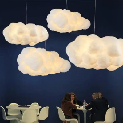 Afbeelding van GUANSHAN Simulatie Wolk Hanglamp Creatieve Katoen Drijvende Kroonluchter Plafondlamp Decoratieve Licht Voor Slaapkamer, Eetkamer, Hal