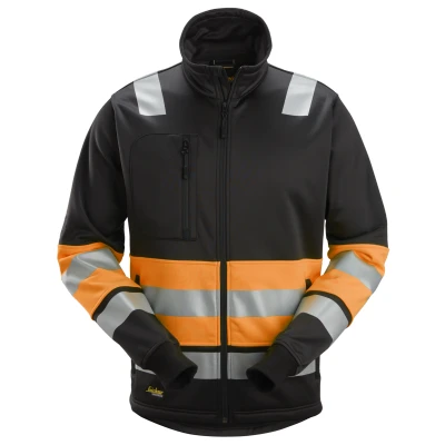 Afbeelding van Snickers 8034 High Vis Klasse 1, Jack met Rits Zwart/High Visibility Oranje