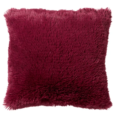 Afbeelding van Dutch Decor FLUFFY Sierkussen 45x45 cm superzacht effen kleur Red Plum roze