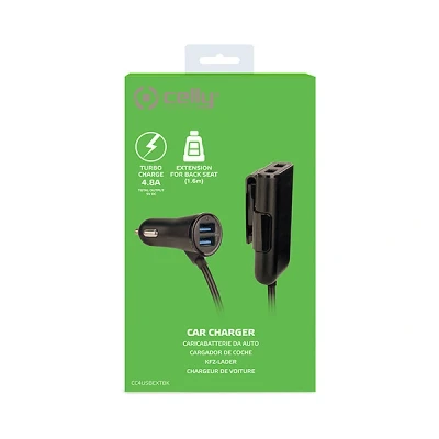 Afbeelding van Celly autolader 4 usb 1.6 meter