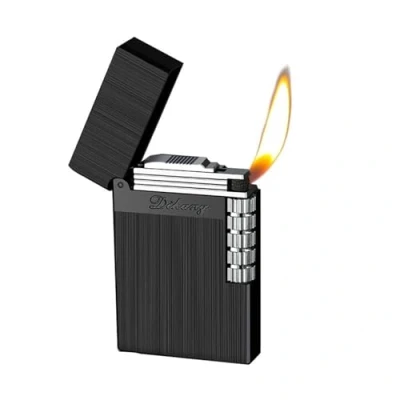 Afbeelding van Portable Soft Flame Lighter, Windproof Vintage Lighter with Adjustable Vertical Ignition Gift for Men and Women (Black)(Black)