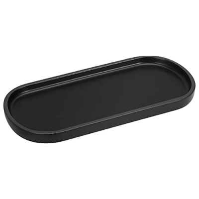 Afbeelding van Luxspire Wastafelbakje, Wastafel Ovaal Opbergbakje, Hars Badbakbakje, Badkamer Countertop Organisatie, Vanity Organizer voor kaarsen, zeep, handdoek, plant, enz. Zwart