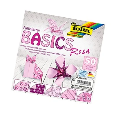 Afbeelding van folia 463/1515 vouwbladen Basics roze 15 x cm, 80 g/m², 50 vellen gesorteerd in 5 motieven ideaal voor prachtige vouwfiguren en vormen