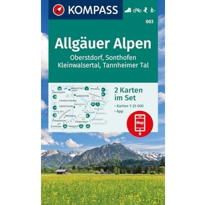 Afbeelding van KOMPASS Wanderkarten Set 003 Allgäuer Alpen, Oberstdorf, Sonthofen, Kleinwalsertal, Tannheimer Tal (2 Karten) 1:25.000: inklusive Karte zur offline Verwendung in der App.