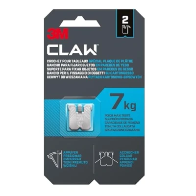 Afbeelding van Speciale haak voor gipsplaat 3M CLAW 7 kg, 3PH7 2WMR, 2 haken