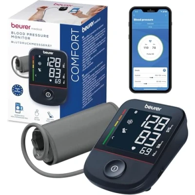 Afbeelding van Beurer BM 48 Bloeddrukmeter bovenarm Inflatietechnologie XL zwart display Bluetooth® &amp; app Incl. Manchet 22 42 cm en batterijen aanbrengcontrole Onregelmatige hartslag Risico indicator Rustindicator 5 jaar garantie