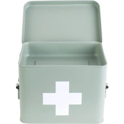 Afbeelding van Pt Verbandtrommel Medicine Box Cross Medium Grijsjade 21,5x15,5x16cm