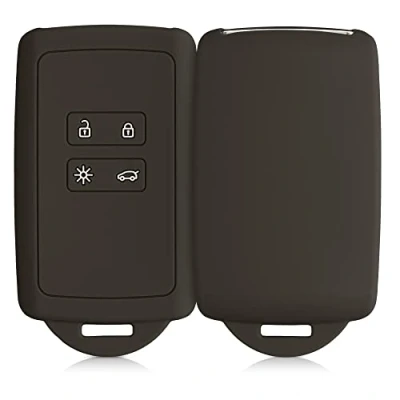 Afbeelding van kwmobile autosleutelhoes geschikt voor Renault 4 knops Smartkey autosleutel (alleen Keyless Go) Siliconenhoes in olijfgroen Sleutelcover
