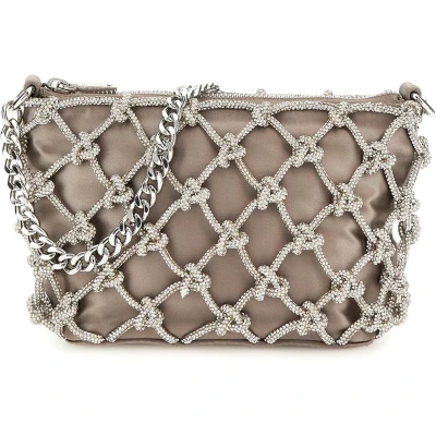 Afbeelding van GUESS Schoudertas Avondtas Zalina Top Zip Shoulder Bag Silver Zilverkleurig