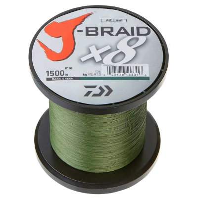 Afbeelding van Daiwa J Braid X8 0.24mm 1500m d.green Gevlochten lijn