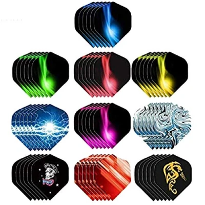 Afbeelding van ToBeIT 60 stuks gemengde dartflights, standaardvorm voor soft dart en stalen dartpijlen, kleurrijk,