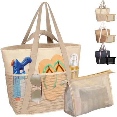 Afbeelding van Ibenzoa® Ruime en Waterafstotende Strandtas XL met Mini tas voor Gezin Dagelijks Gebruik