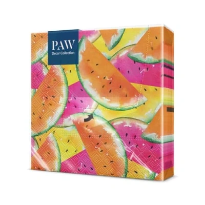 Afbeelding van PAW Papieren Servetten 3 laags (33 x 33 cm) I 20 Stuks Perfect voor Verjaardagen, Feesten, Bruiloften, Communie en Vieringen Tafeldecoratie, Kleurrijke Sappige Watermeloenen