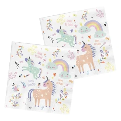 Afbeelding van Eenhoorn en Regenbogen servetten 33x33cm 20 stuks