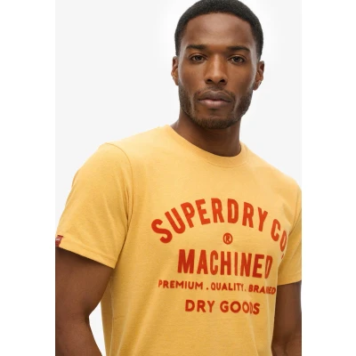 Afbeelding van Superdry Workwear Flock Graphic Tshirt print, Heren, Maat: Medium, Amber yellow marl