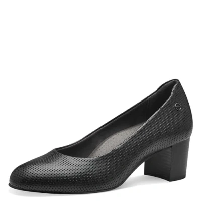 Afbeelding van Tamaris Comfort damespumps van leer met blokhak, zwart, 40 EU