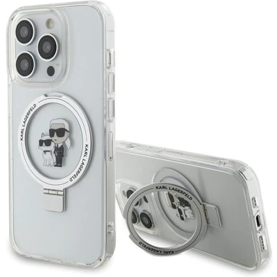 Afbeelding van Karl Lagerfeld Ring Stand &amp; Choupette Hard Case Back Cover met MagSafe voor Apple iPhone 13 / Pro Wit