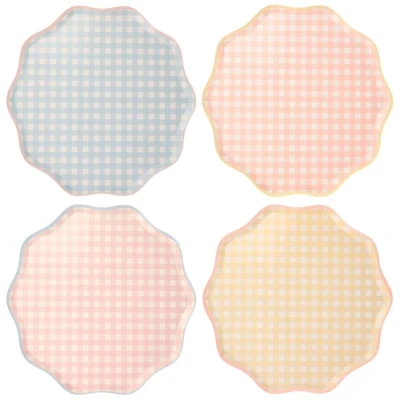 Afbeelding van Borden groot Gingham pastel (8st) Meri