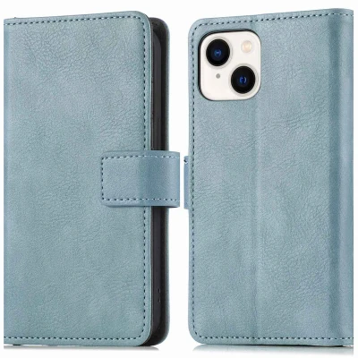 Afbeelding van Apple iPhone 15 Plus Hoesje Kunstleder iMoshion Bookcase Lichtblauw Telefoonhoesje