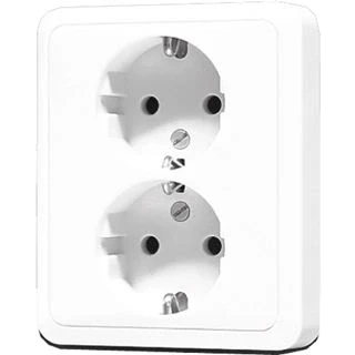 Afbeelding van Jung CD5020NWW dubbele wandcontactdoos met randaarde CD500 alpinwit