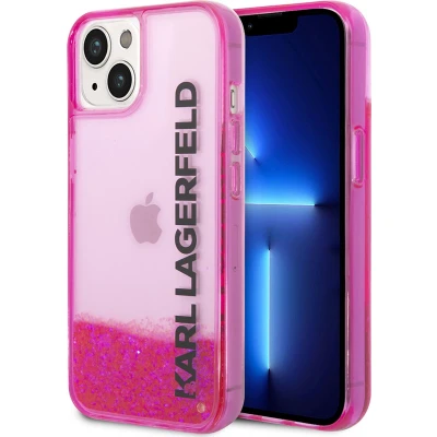 Afbeelding van iPhone 14 Backcase hoesje Karl Lagerfeld Effen Roze Silicone