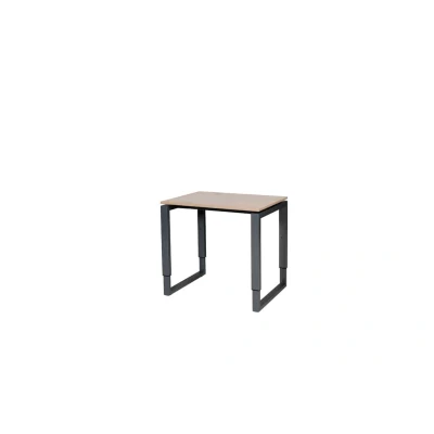 Afbeelding van Domino Plus bureau, hoogte instelbaar (62 85cm) met 80x60cm &#039;zwevend&#039; havana/ kersen licht 25mm blad en zwart (RAL9011) O poot frame