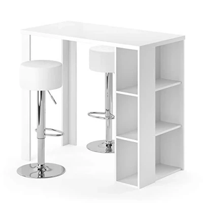Afbeelding van Vicco Bartafel set Noel, Wit, 120 x 60 cm met 2 barkrukken
