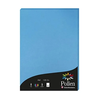 Afbeelding van Clairefontaine Ref 4211C Stuifmeel gekleurd papier (Pack van 50 vellen) A4 (210 x 297mm), 120gsm papier, inkjet &amp; laser printer compatibel, zuurvrij intensief blauw