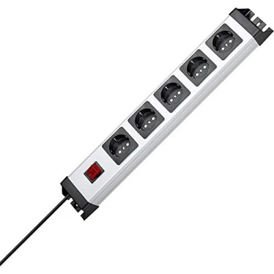 Afbeelding van Kopp 226620015 Stekkerdoos met schakelaar 5 voudig Grijs, Zwart Randaarde stekker 1 stuk(s)