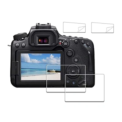 Afbeelding van iDaPro Screen Protector voor Canon EOS 70D 80D 90D + PET Top [2+2 Pack] Gehard glas Eenvoudige installatie