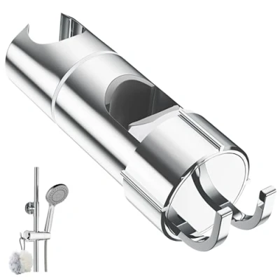Afbeelding van Universele Douchekophouder met 2 Haken voor Douchekoppen van 20,5 23,5 mm, Verstelbare Douchehouder Beugel 360 Rotatie 16 27 mm Douchestang, Verchroomde Handdouche Houder