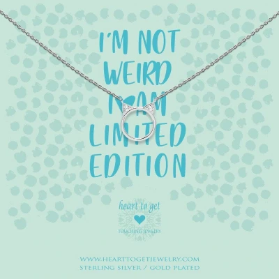 Afbeelding van Heart to get N391CAZ18S Necklace cat zirkon I &#039;m not weird, am limited edition silver