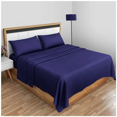 Afbeelding van Gaveno Cavailia Super Soft Plain Geverfd Diamant Flat Sheet [Koning Marine]