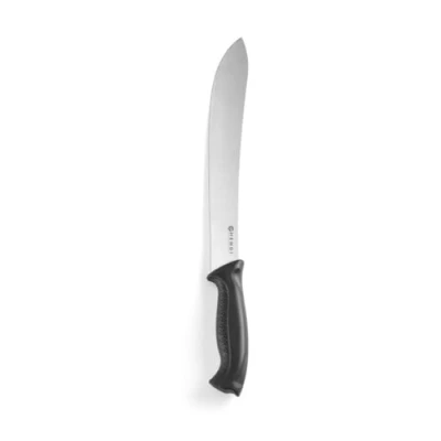 Afbeelding van HENDI Slagersmes, dik lemmet, voor rauw en gegaard vlees, extra scherp, vleesmes, hakmes, trancheermes, keukenmes, lemmet lengte: 250mm, 375x55x(H)23mm, roestvast staal, polypropyleen, zwart