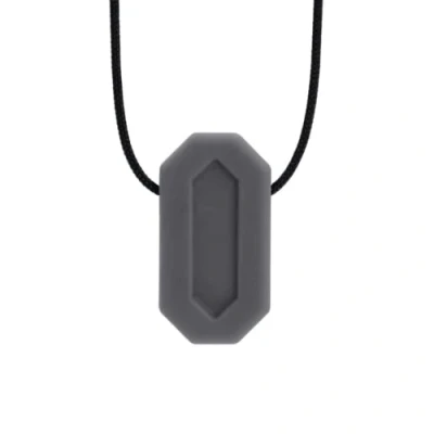 Afbeelding van ARK® Kauwketting in verschillende diktes en vormen met instelbare scheurlijn ATC onderhoudsinstructies Sensory halsketting, bijtblok, kauwen, tandjes, autisme (minibite, extra stevig donkergrijs)