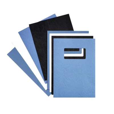 Afbeelding van Voorblad GBC A4 lederlook met venster blauw 50 stuks