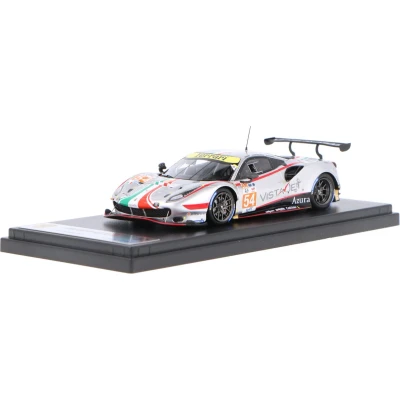 Afbeelding van het 1:43 Diecast model van De Ferrari 488 GTE Evo 3.9L Turbo V8 Team AF Corse #54 24H LeMans 2022. rijders waren T. Flohr / F. Castellacci en N. Cassidy. fabrikant schaalmodel is Looksmart. Dit alle
