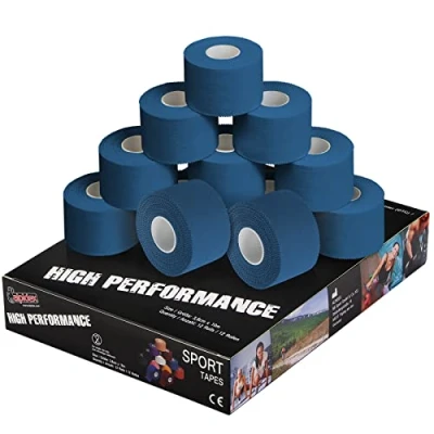 Afbeelding van ALPIDEX 12 Stuk Sport Tape Set 3,8 cm x 10 m Zinc Oxid Veel Kleuren Vingertape Gewrichtsbandage Huidvriendelijk Handbal Voetbal Volleybal, Kleur:Blauw