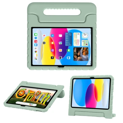 Afbeelding van Apple iPad 10.9 (2022) Hoes: iMoshion Kidsproof Backcover met handvat Shockproof/Valbescherming Softcase,Backcover Olijfgroen Siliconen En TPU