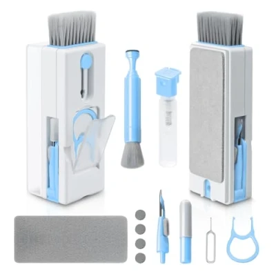 Afbeelding van Alyvisun 11 in 1 Laptop Reinigingsset, Multifunctionele Toetsenbord Reinigingsset met Toetsenkap Verwijderaar, voor Tablet, Oortelefoons, Computer, Blauw