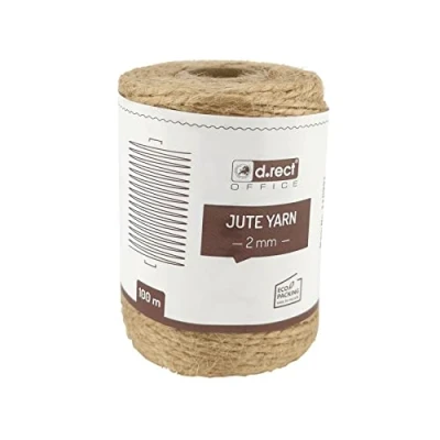 Afbeelding van D.RECT 100m Jute Koord Natuurlijk Bruin Verpakkingskoord Cadeaulint Handwerk Decoratief 2mm dik Voor: Verpakking, DIY Kunst en Handwerk, Bloemisterij, Decoratie