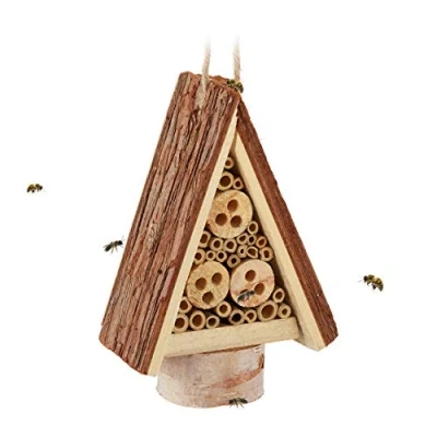 Afbeelding van Relaxdays insectenhotel klein hangend insectenhuis nestkast voor wilde bijen hout
