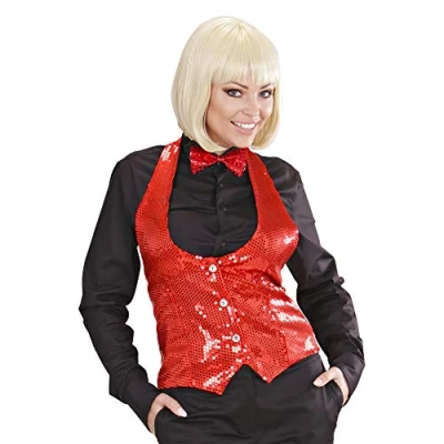 Afbeelding van Widmann Glitter &amp; Glamour Kostuum Dames Pailletten Vest Rood Vrouw Medium / Large Carnavalskleding Verkleedkleding