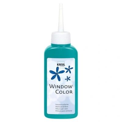 Afbeelding van KREUL 42742 Window Color turquoise 80 ml, raamverf op waterbasis, met gestructureerd oppervlak, voor glas, spiegels, tegels en andere gladde oppervlakken.