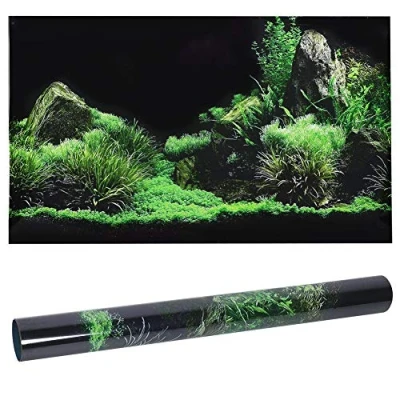Afbeelding van 3D Effect Zeebodem Water Gras Poster Zelfklevend Reptiel Terrarium Aquarium Achtergrond Muursticker Onderwater PVC Decor Behang (91 x 50cm)