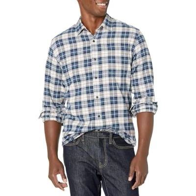Afbeelding van Amazon Essentials Men&#039;s Flanellen overhemd met lange mouwen (verkrijgbaar in grote en maten), Veelkleurig Geruit, XS