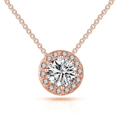 Afbeelding van Philip Jones Rosé vergulde Halo ketting gemaakt met Zirkondia® kristallen, Kristal, Kristal