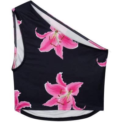Afbeelding van Refined Department dames Isadee crop top met bloemenprint in de kleur Zwart, maat: XS