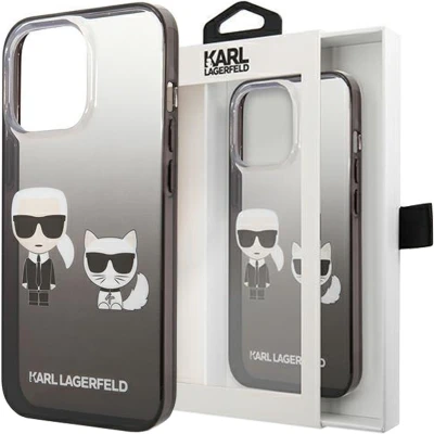 Afbeelding van Karl Lagerfeld KLHCP13STGKCK iPhone 13 mini 5.4 hardcase zwart/zwart verloop Ikonik &amp; Choupette